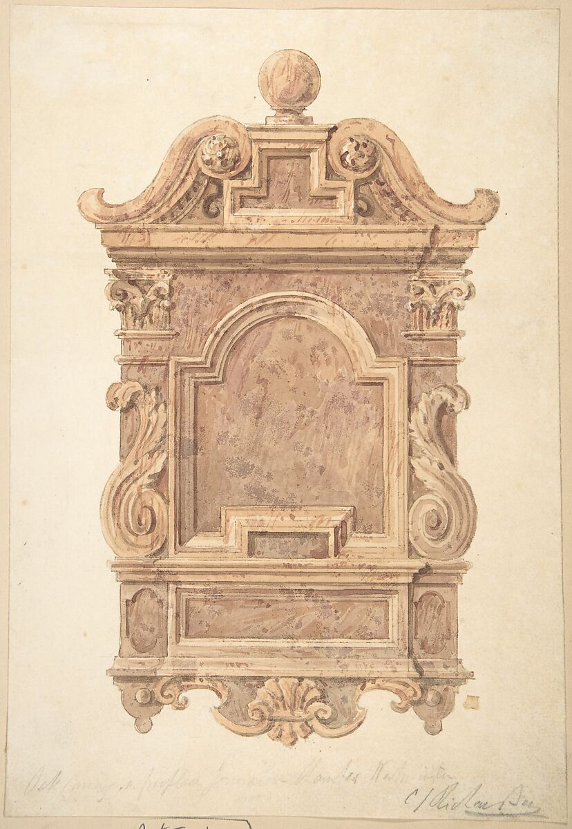 Oak Carving from Fireplace in the Jerusalem Chamber, Westminster, Charles James Richardson (British, London 1806–1871 London), Watercolor 