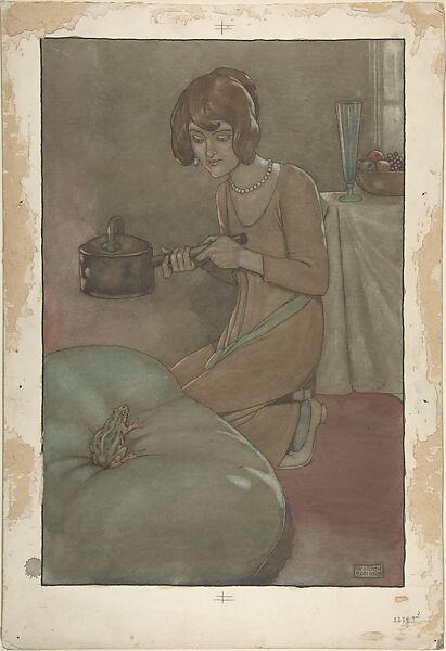 "He looked a fine figure of a frog" (for "Peeriwinki the Puddock" in "Topsy-Turvy Tales"), William Heath Robinson (British, London 1872–1944 Highgate, London), Watercolor and gouache (bodycolor)