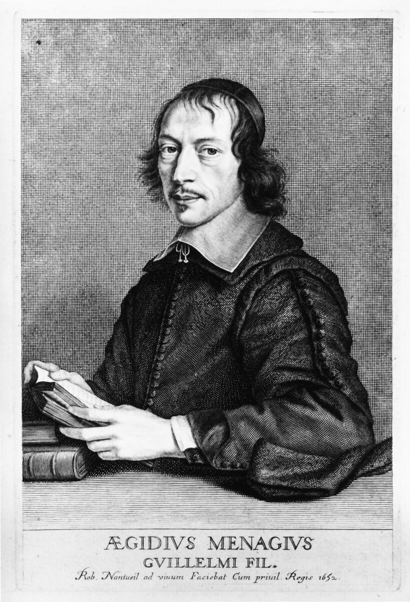 Gilles Ménage, Robert Nanteuil (French, Reims 1623–1678 Paris), Engraving; first state of three (Petitjean & Wickert)