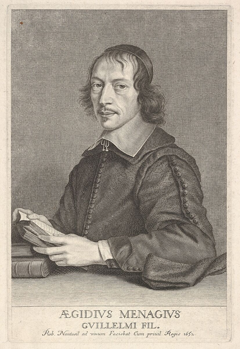Gilles Ménage, Robert Nanteuil (French, Reims 1623–1678 Paris), Engraving; first state of three (Petitjean & Wickert) 