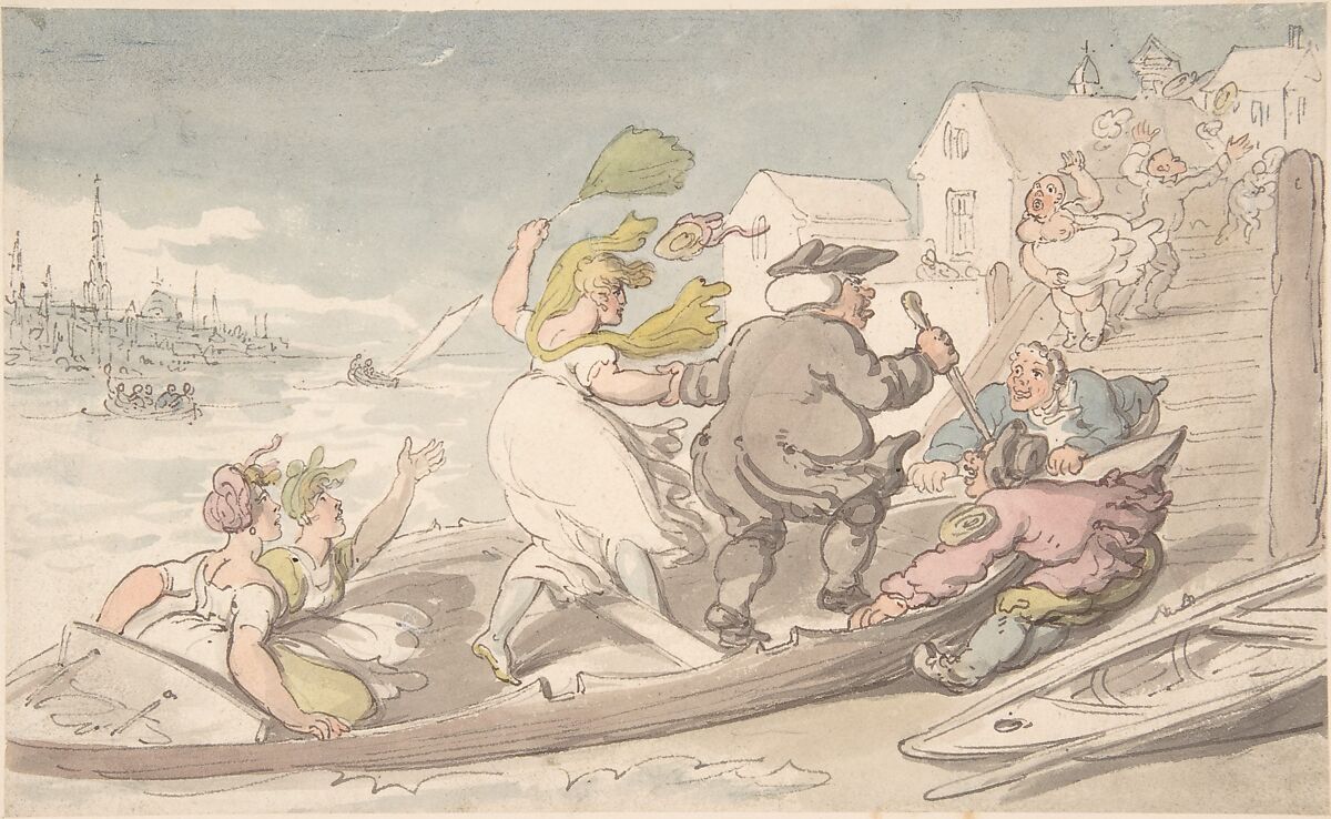 Easterly Winds, Attributed to Thomas Rowlandson (British, London 1757–1827 London), Watercolor, pen and ink 