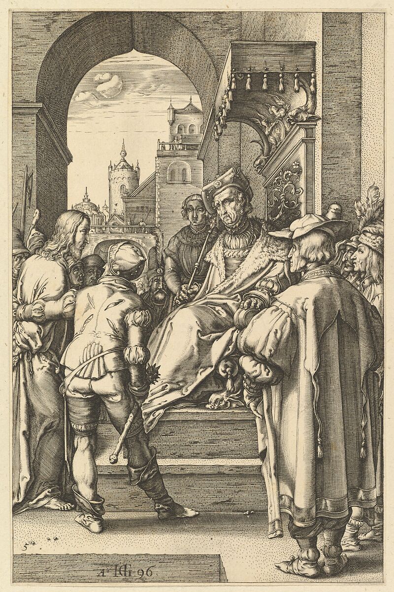 Christ before Pilate, from "The Passion of Christ", Hendrick Goltzius (Netherlandish, Mühlbracht 1558–1617 Haarlem), Engraving 
