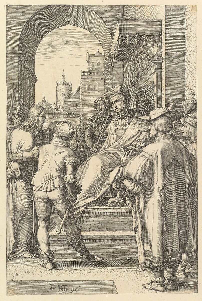 Christ before Pilate, from "The Passion of Christ", Hendrick Goltzius (Netherlandish, Mühlbracht 1558–1617 Haarlem), Engraving