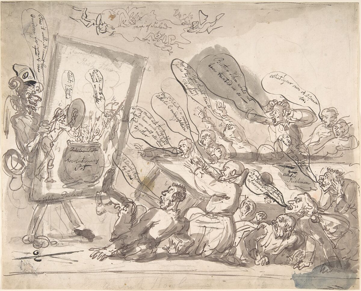 An Irish Howl, Attributed to Thomas Rowlandson (British, London 1757–1827 London), Pen and brush, with two different inks 