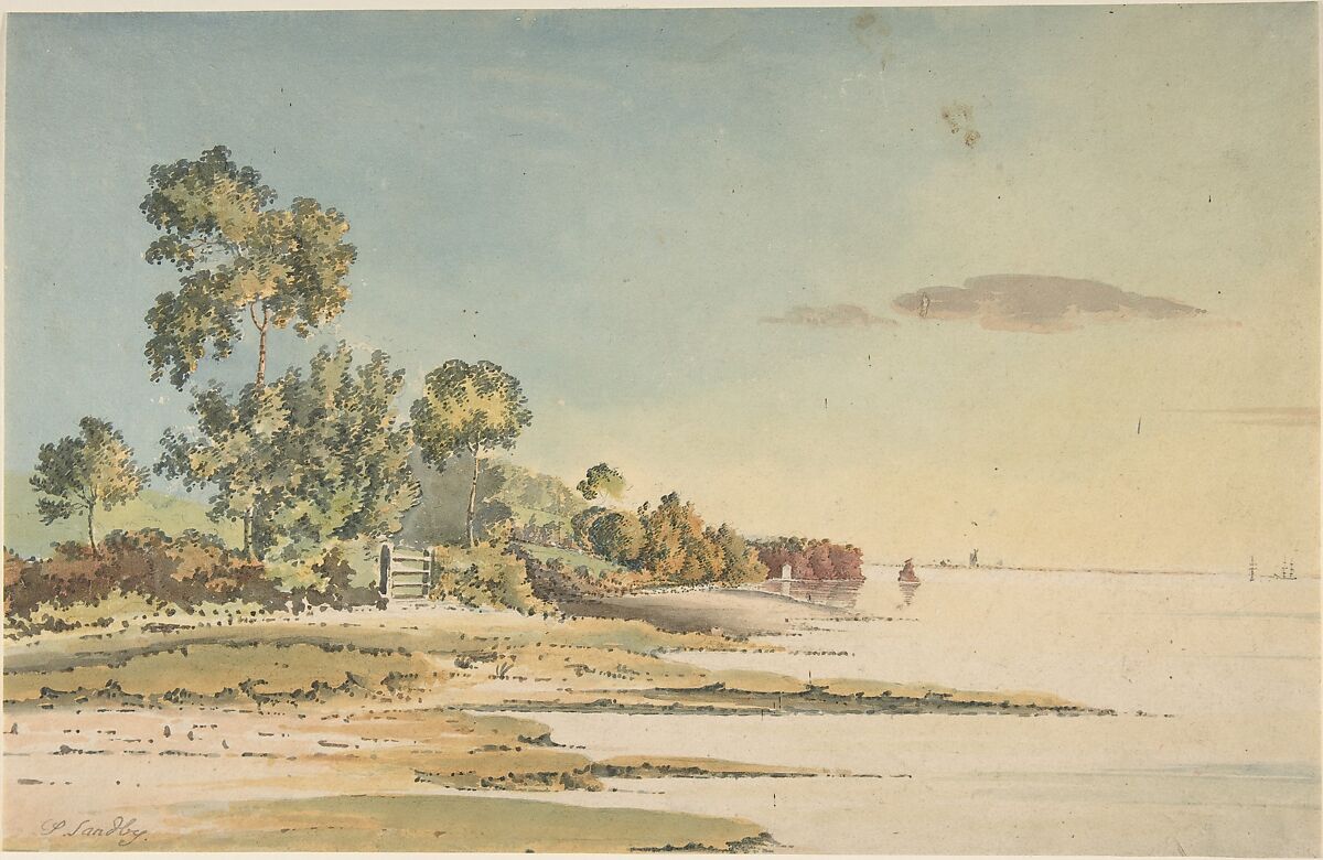 Landscape on a Bay, Anonymous, British, 19th century, Watercolor 
