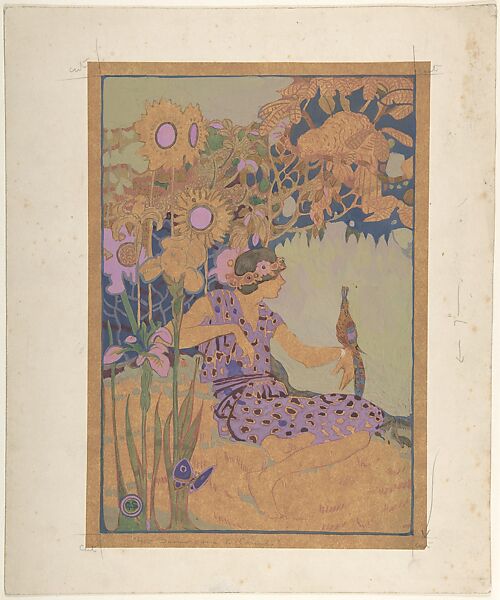 How Summer Came to Canada (for "Canadian Wonder Tales"), George Sheringham (British, London 1884–1937 London), Watercolor and  gouache (bodycolor) on colored paper 