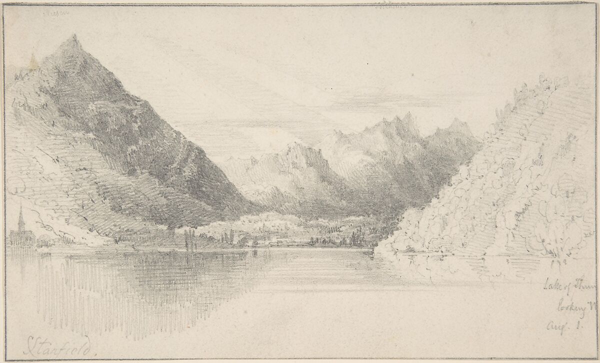 Lake of Thun looking North, Clarkson Stanfield (British, Sunderland 1793–1867 London), Graphite 
