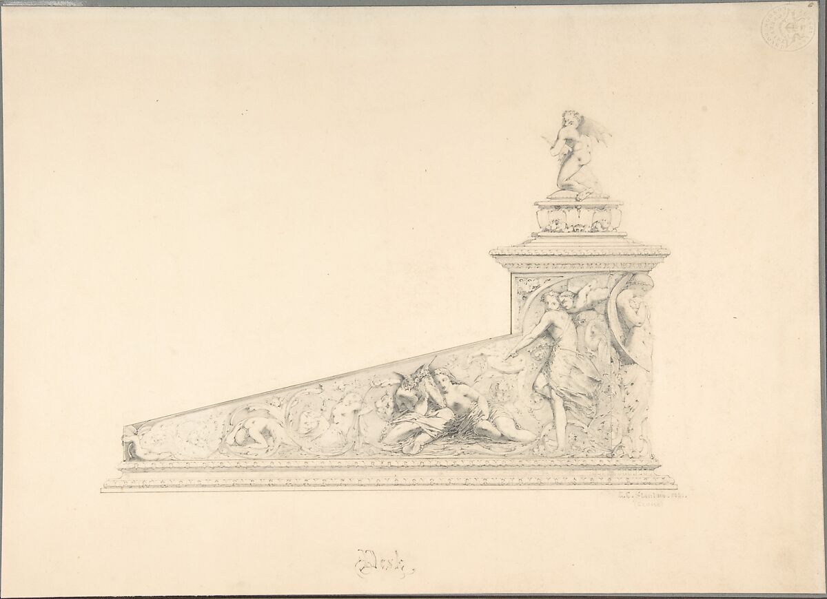 Design for a Desk with Decorations from " A Midsummer Night's Dream", G. Clark Stanton (British (born Scotland), 1832–1894 Edinburgh), Graphite 