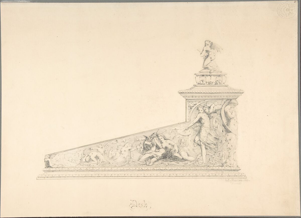 Design for a Desk with Decorations from "A Midsummer Night's Dream", G. Clark Stanton (British (born Scotland), 1832–1894 Edinburgh), Graphite 