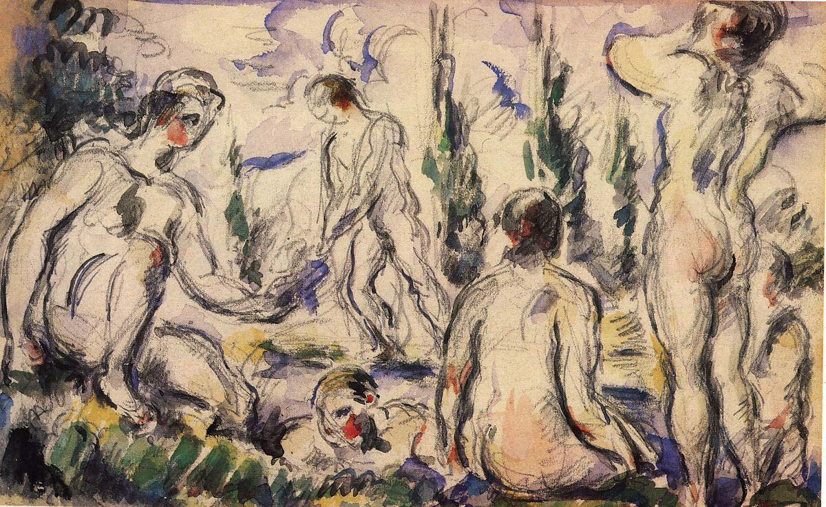 Bathers (recto); Landscape (verso), Paul Cézanne (French, Aix-en-Provence 1839–1906 Aix-en-Provence), Watercolor and graphite on wove paper