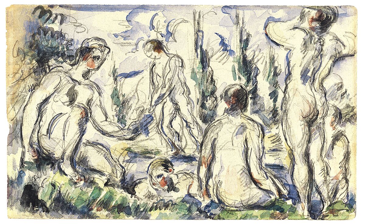 Bathers (recto); Landscape (verso), Paul Cézanne (French, Aix-en-Provence 1839–1906 Aix-en-Provence), Watercolor and graphite on wove paper