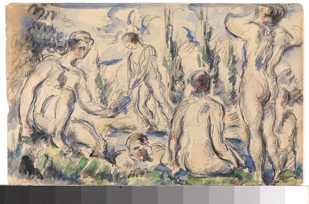 Bathers (recto); Landscape (verso), Paul Cézanne (French, Aix-en-Provence 1839–1906 Aix-en-Provence), Watercolor and graphite on wove paper