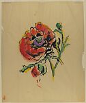 Design for a Scarf:  Red Poppy, Marcel Vertès (Hungarian, Ujpcst 1895–1961 Paris), gouache on tracing paper