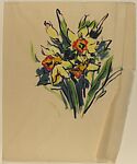 Design for a Scarf:  Daffodils, Marcel Vertès (Hungarian, Ujpcst 1895–1961 Paris), gouache on tracing paper