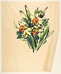 Design for a Scarf:  Daffodils, Marcel Vertès (Hungarian, Ujpcst 1895–1961 Paris), gouache on tracing paper