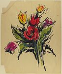 Design for a Scarf:  Bouquet of Tulips, Marcel Vertès (Hungarian, Ujpcst 1895–1961 Paris), gouache on tracing paper