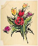 Design for a Scarf:  Bouquet of Tulips, Marcel Vertès (Hungarian, Ujpcst 1895–1961 Paris), gouache on tracing paper 
