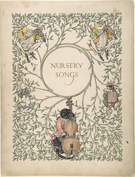 "Nursery Songs"―cover design, Paul Vincent Woodroffe (British (born India), Madras 1875–1954 Eastbourne), Pen and black ink, watercolor and graphite 