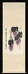 Grapes, Cui Zifan (Chinese, 1915–2011), Hanging scroll; ink and color on bark paper, China