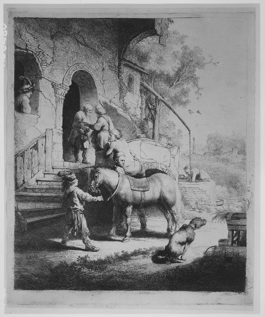 The Good Samaritan, Rembrandt (Rembrandt van Rijn) (Dutch, Leiden 1606–1669 Amsterdam), Etching, engraving and drypoint; first state of four