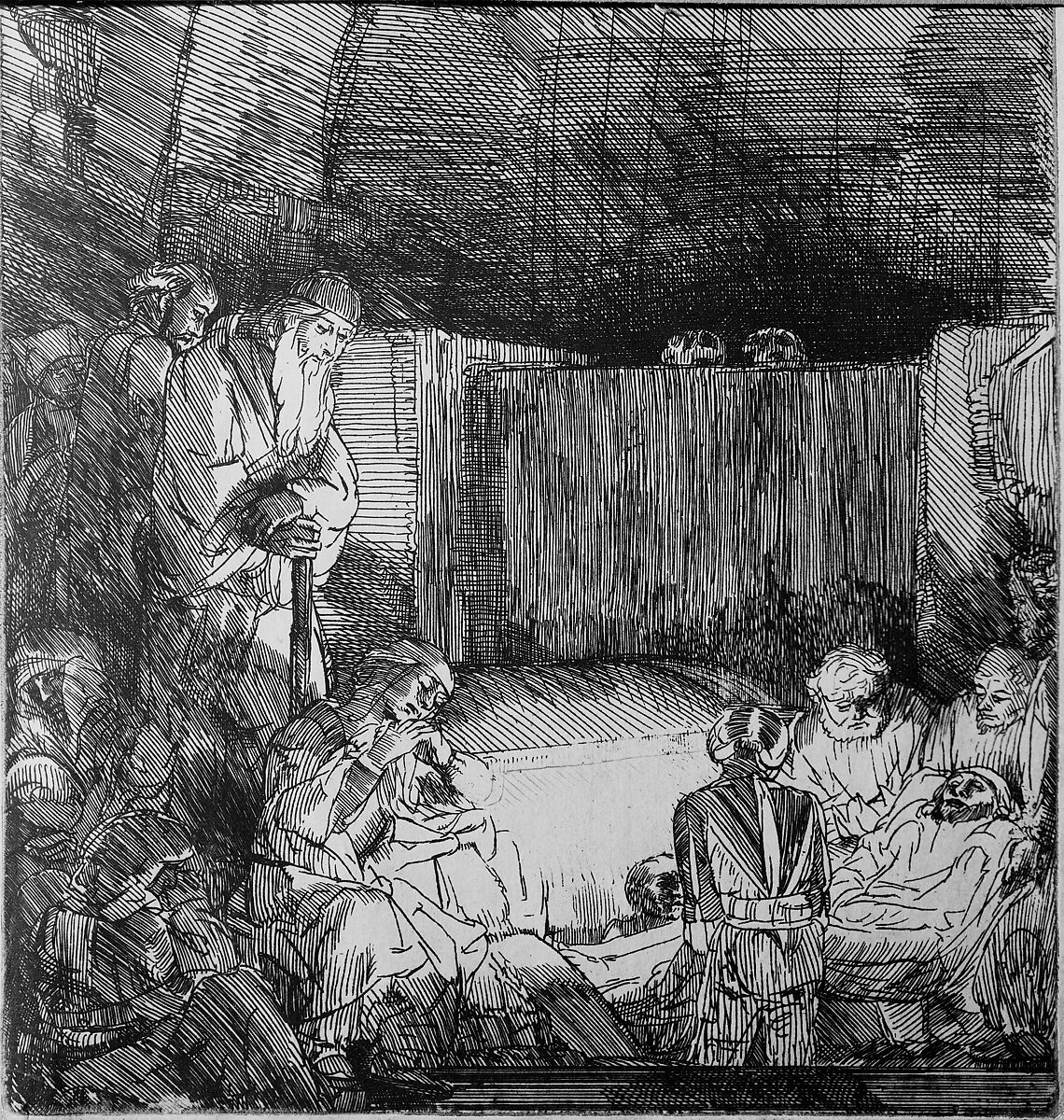 The Entombment, Rembrandt (Rembrandt van Rijn) (Dutch, Leiden 1606–1669 Amsterdam), Etching and drypoint ; first of four states
