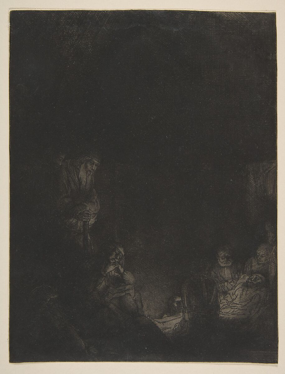 The Entombment, Rembrandt (Rembrandt van Rijn) (Dutch, Leiden 1606–1669 Amsterdam), Etching, drypoint, and engraving; second of four states 