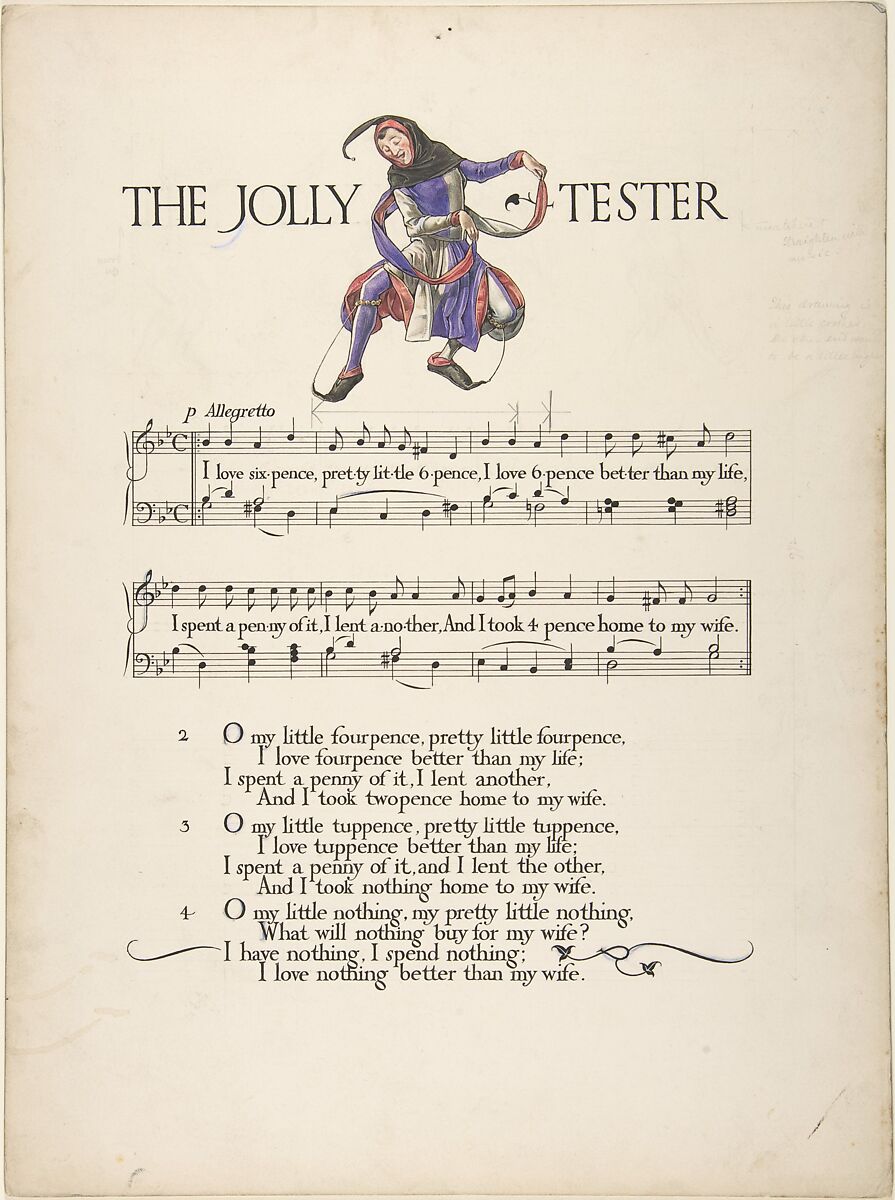 "The Jolly Tester"―page design, Paul Vincent Woodroffe (British (born India), Madras 1875–1954 Eastbourne), Pen and black ink, watercolor and graphite 