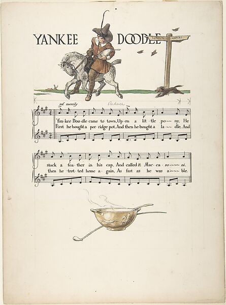 "Yankee Doodle"―page design, Paul Vincent Woodroffe (British (born India), Madras 1875–1954 Eastbourne), Pen and black ink,  watercolor and graphite 