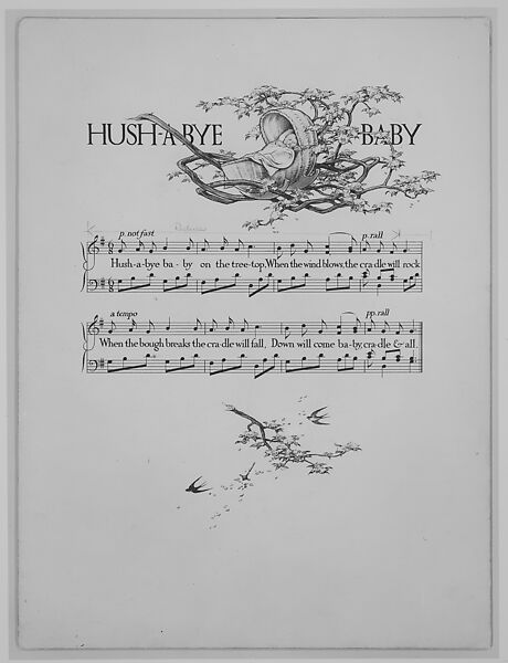 "Hush-a-by-Baby"―page design, Paul Vincent Woodroffe (British (born India), Madras 1875–1954 Eastbourne), Pen and black ink, with watercolor