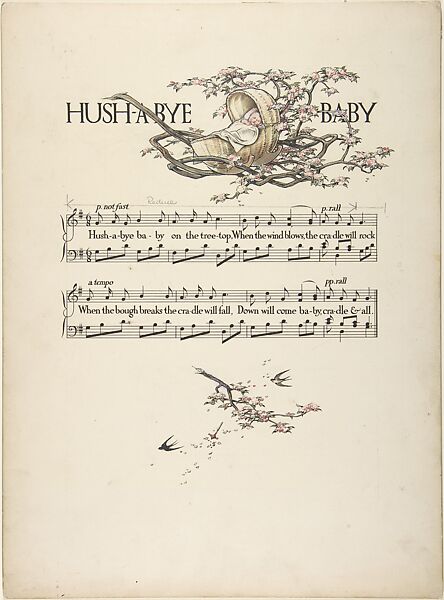 "Hush-a-by-Baby"―page design, Paul Vincent Woodroffe (British (born India), Madras 1875–1954 Eastbourne), Pen and black ink, with watercolor 