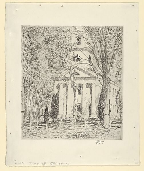 The Church at Old Lyme, Childe Hassam (American, Dorchester, Massachusetts 1859–1935 East Hampton, New York), Etching 