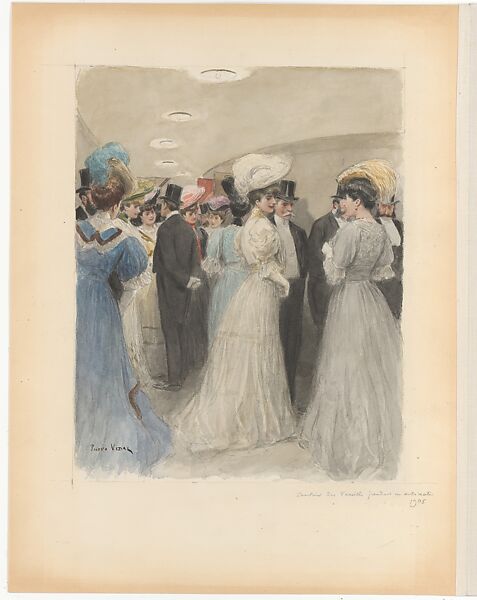 Monument du Costume. La Vie Mondaine a Paris. 70 aquarelles (...) pour Mr. Henri Béraldi, celebre bibliophile., Marie-Louis-Pierre Vidal (French, Tours, 1849–1929 (?)), Watercolor over graphite