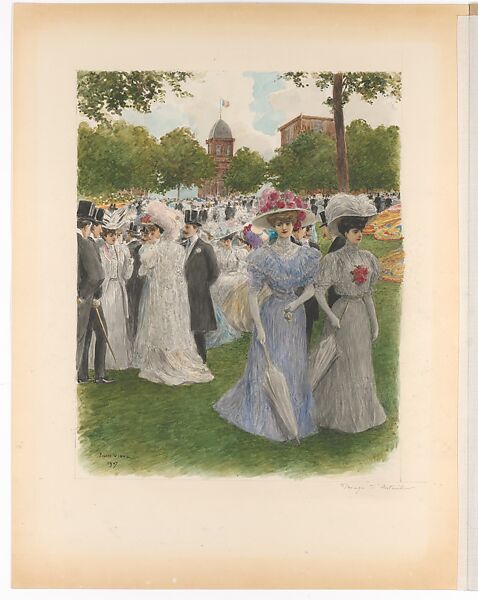 Monument du Costume. La Vie Mondaine a Paris. 70 aquarelles (...) pour Mr. Henri Béraldi, celebre bibliophile., Marie-Louis-Pierre Vidal (French, Tours, 1849–1929 (?)), Watercolor over graphite