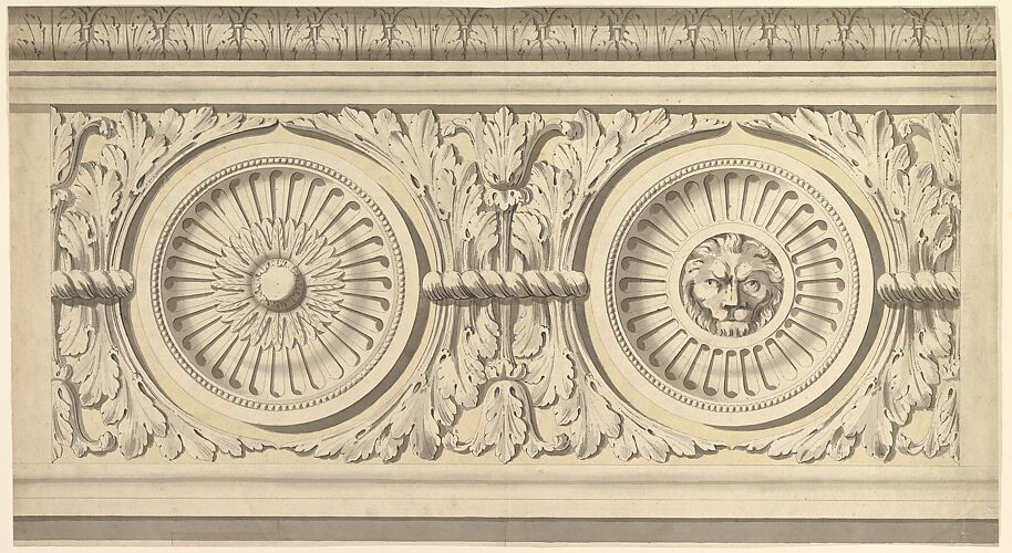 Design for a Frieze, Ornamented with Lion's Head Paterae