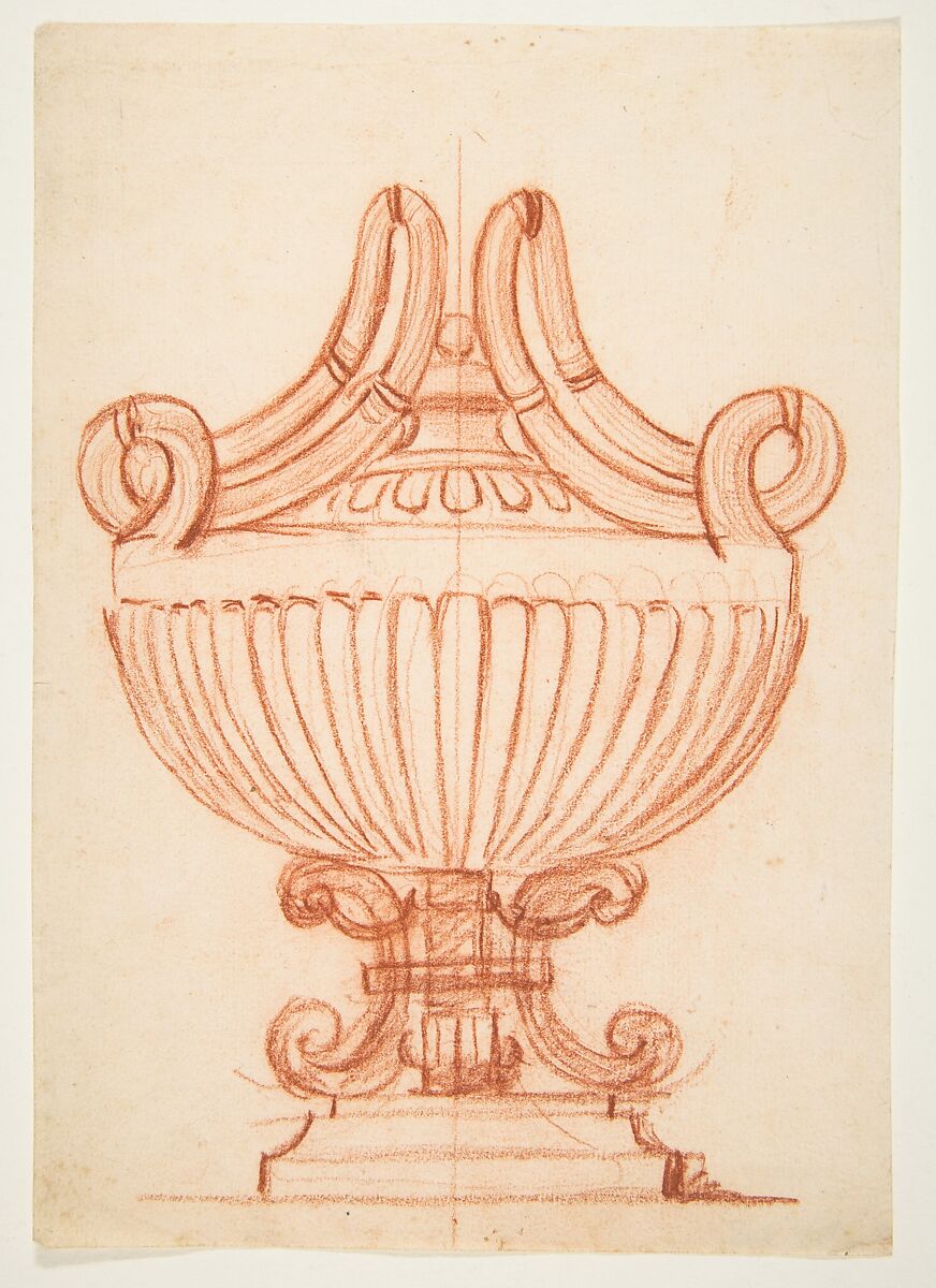 Design for a Covered Vase, Attributed to Anonymous, French, 18th century, Red chalk 