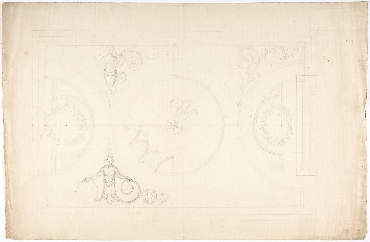 Design for a Ceiling, Anonymous, British, 18th century, Graphite 