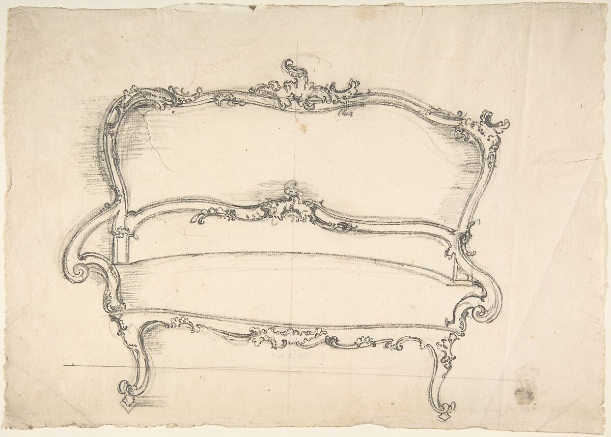 Design for a Settee, Anonymous, German, 18th century, Graphite 