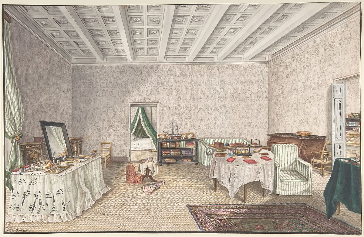Design for interior, Charles de Brocktorff (Danish, active 1830), Watercolor 