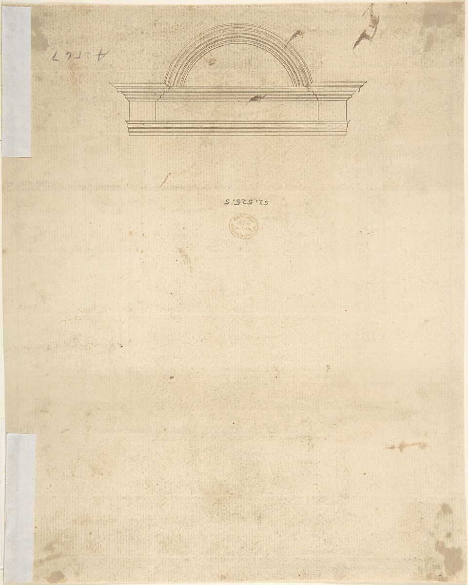 Design for a doorway for a chapel, Anonymous, British, 17th century, Pen and ink, brush and wash