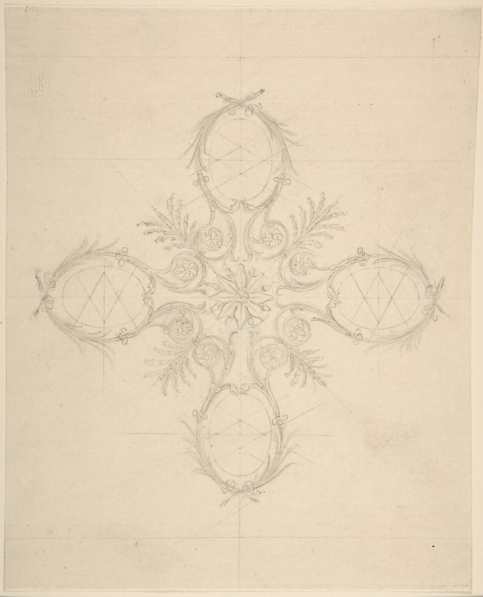Ornament in the Shape of a Cross, Office of Sir William Chambers (British (born Sweden), Göteborg 1723–1796 London), Graphite 