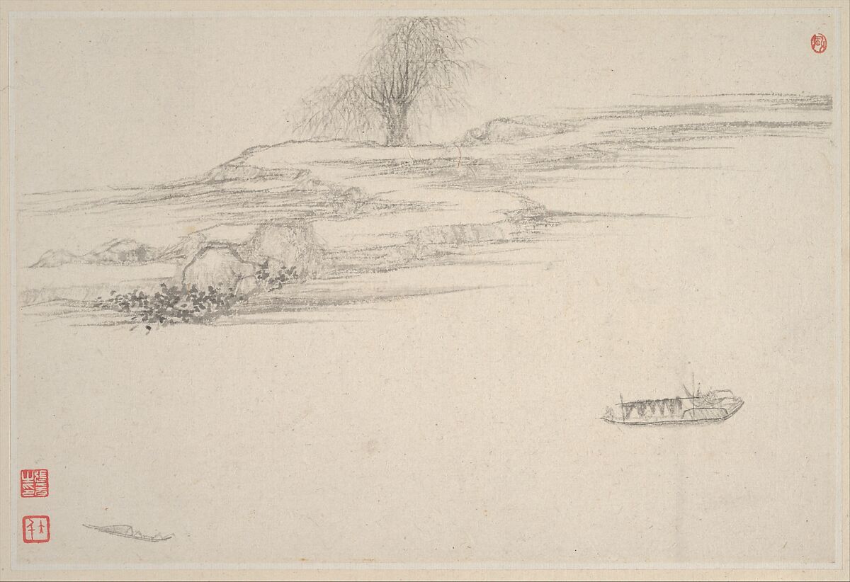 Landscapes, Zhang Feng (Chinese, active ca. 1628–1662), Album of twelve leaves; ink and color on paper, China