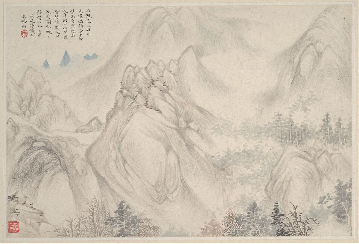 Landscapes, Zhang Feng (Chinese, active ca. 1628–1662), Album of twelve leaves; ink and color on paper, China