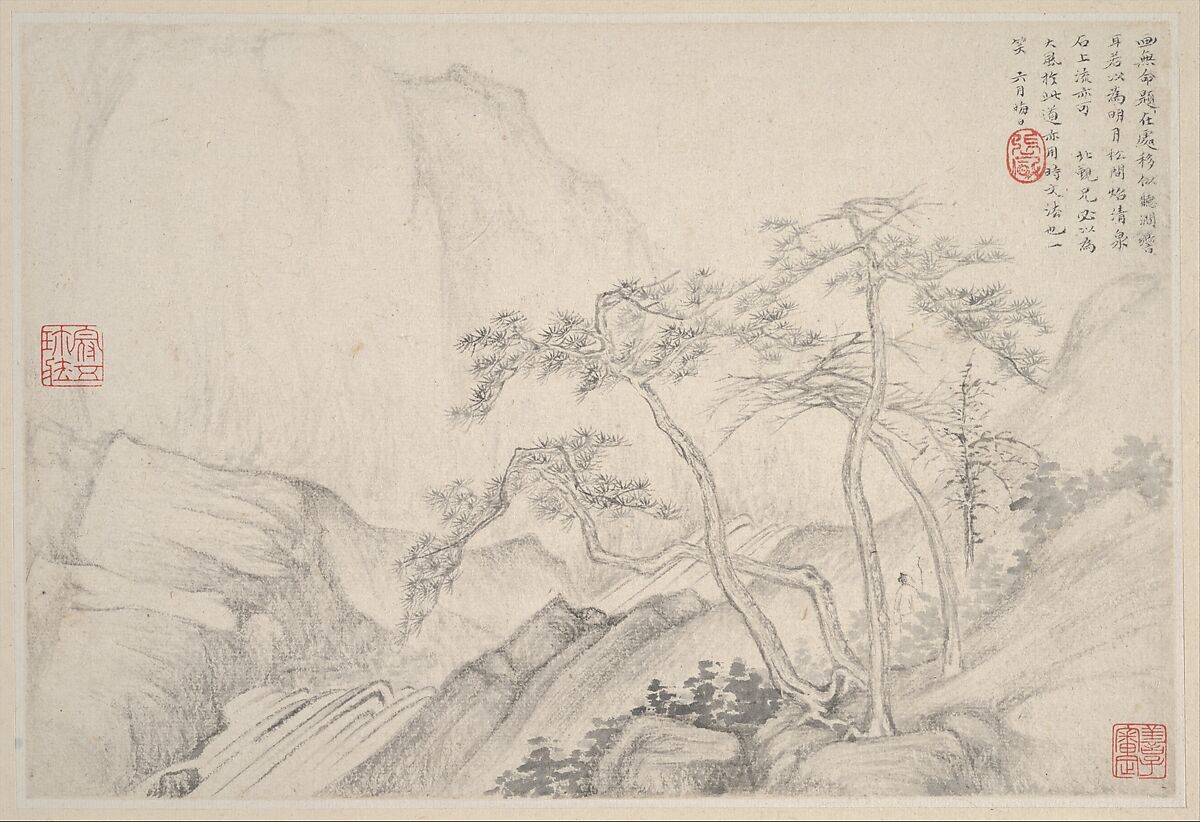 Landscapes, Zhang Feng (Chinese, active ca. 1628–1662), Album of twelve leaves; ink and color on paper, China