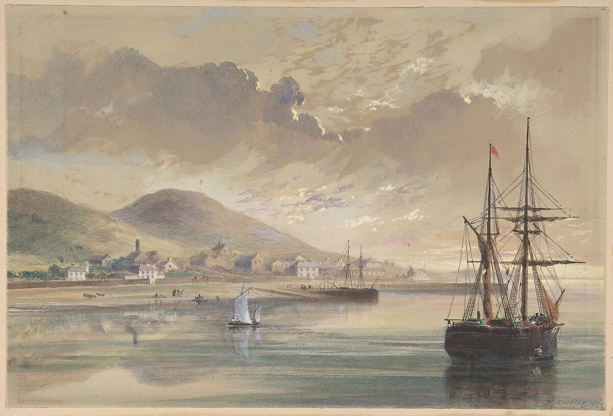 Valentia in 1857-1858 at the Time of the Laying of the Former Cable, Robert Charles Dudley (British, 1826–1909), Watercolor over graphite with touches of gouache (bodycolor) 