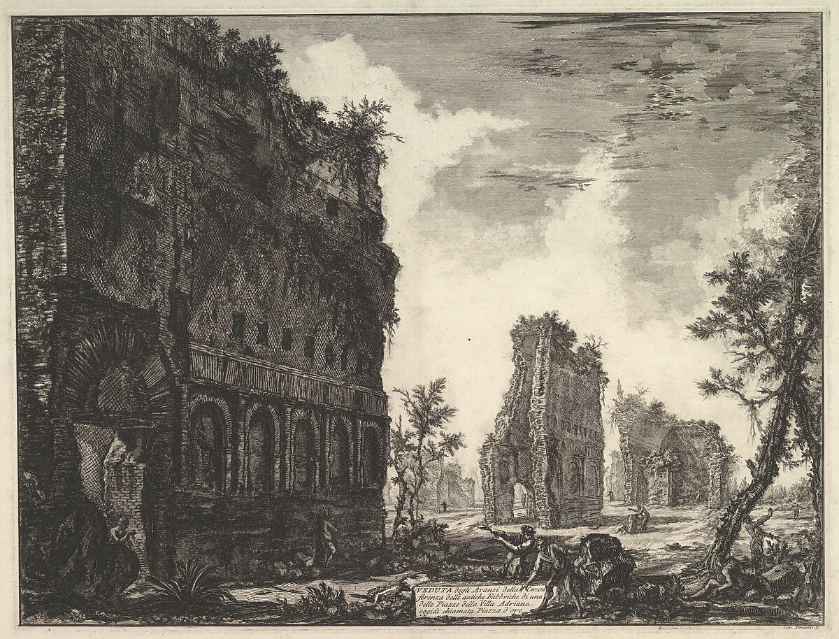 Hadrian's Villa: The Piazza d'Oro (Piazza of Gold) (Veduta degli Avanzi della Circonferenza delle antiche Fabbriche di una delle Piazze della Villa Adriana oggidi chiamata Piazza d'oro), Giovanni Battista Piranesi (Italian, Mogliano Veneto 1720–1778 Rome), Etching 