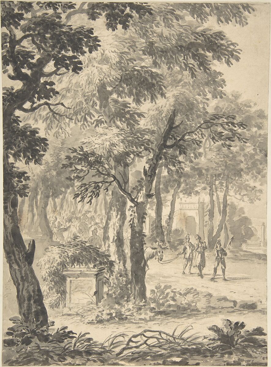 Picturesque Landscape, Anonymous, British, 18th century, Pen and black ink, brush and gray wash, over graphite 