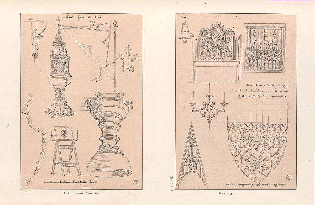 Sketches, Volume one, Augustus Welby Northmore Pugin (British, London 1812–1852 Ramsgate), Ink and wash and graphite