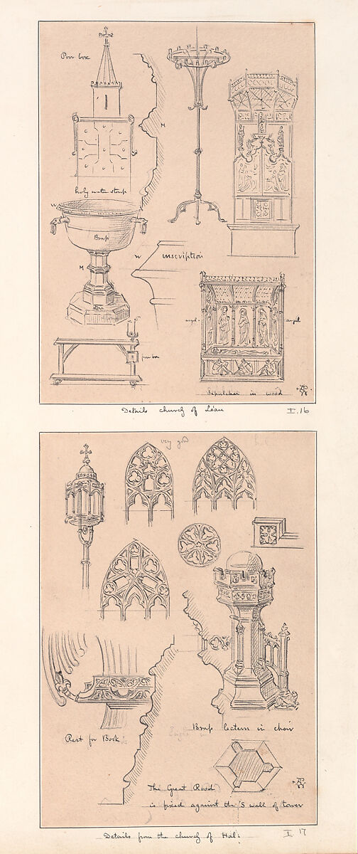 Sketches, Volume one, Augustus Welby Northmore Pugin (British, London 1812–1852 Ramsgate), Ink and wash and graphite