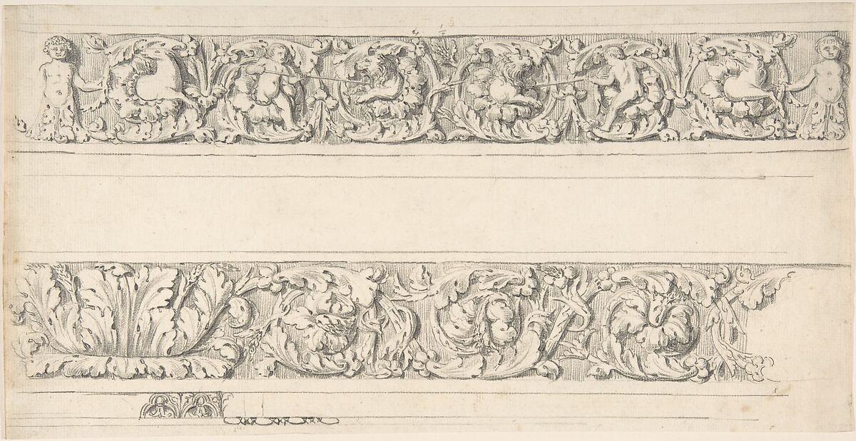 Sketch of Two Friezes, Palazzo Mattei, Attributed to Thomas Hardwick (British, London 1752–1829 London), Graphite 