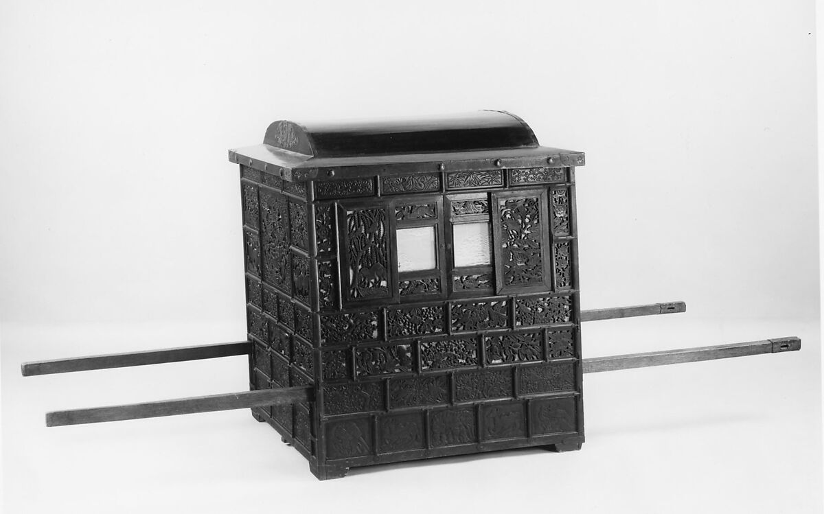 Palanquin, Lacquered wood with paper, cellulosic acetate and silk cushion, Korea